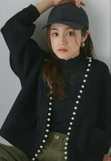 NANO 펄 골지 스폰디쉬 포켓 가디건 펄 가디건 나노