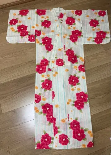 꽃무늬 유카타와 묶는 오비 세트