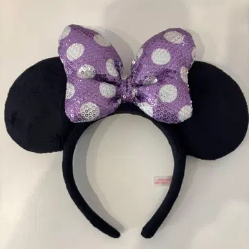 미니 마우스 머리띠 보라색 도트