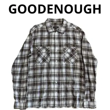 GOODENOUGH 브라운 계열 체크 긴팔 셔츠 굿이너프