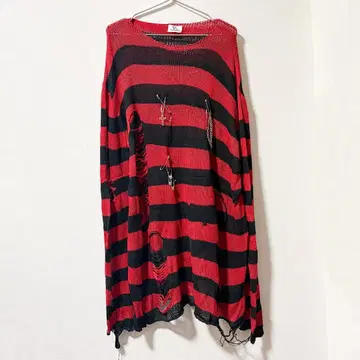 VOLCAN & APHRODITE 데미지 보더 니트