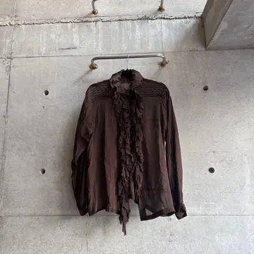드리스 반 노튼 브라운 프릴 셔츠 38