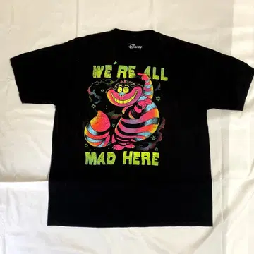 체셔 고양이 T셔츠 XL 디즈니 그래픽 네온 컬러 머드 앨리스