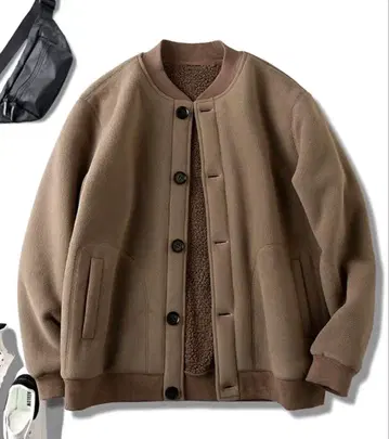 AUDREY 오버 사이즈 W 웜 보아 블루종 / 가디건