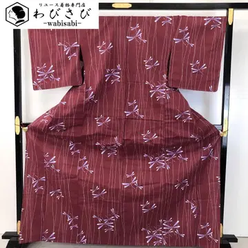 여름 기모노 유카타 잠자리 진홍색 톨 사이즈 교육용 실 K-4508