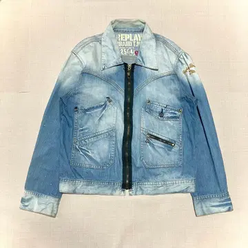 REPLAY 데님 자켓 집업 페이드 단장 y2k 아카이브