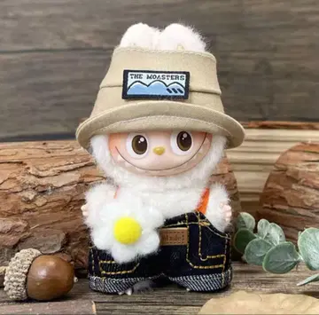 Labubu 라부부 V4 10cm 의류 데님 오버롤 모자