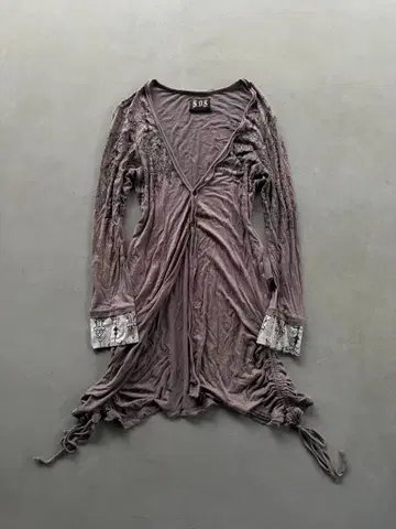 H.Naoto Gothic Ruched Long Cardigan