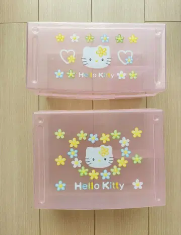 레어 헬로키티 수납 박스 2개 세트 산리오 카오하나 헤이세이 레트로