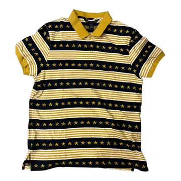 마크 제이콥스 별 패턴 보더 피케 셔츠 반팔 남성용 L