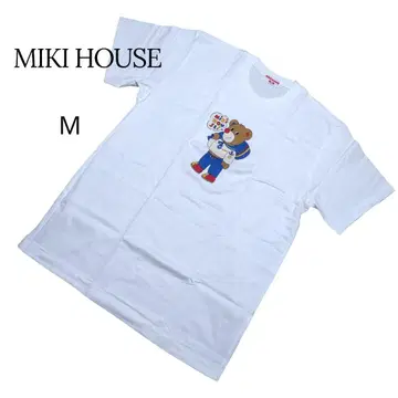 새상품 미키하우스 T셔츠 M 화이트 반팔 곰 프린트 여성용 남성용