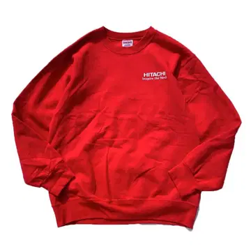 [90s] USA제 HITACHI 기업 로고 맨투맨 속기모 레드 L