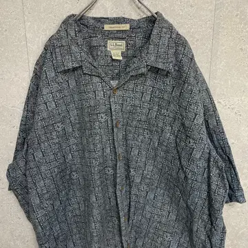 엘엘빈 올 패턴 벽화풍 오픈 카라 반팔 셔츠 오픈 칼라 2XLT