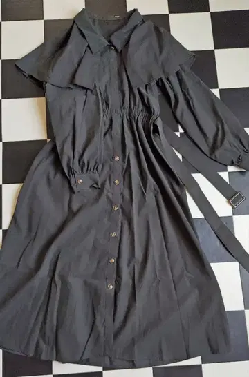 다크 그레이 프릴 원피스