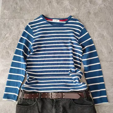 아카이브 보더 롱 슬리브 티 블루 M