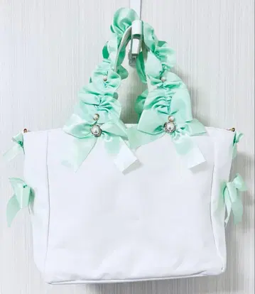 자카마트 이타백 A4 2WAY 펄 핸들 프릴 토트백 민트