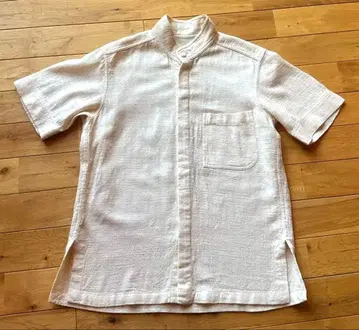 우사토 usato 반팔 셔츠 스탠드 카라 미색