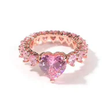 하트 CZ 반지 핑크 골드 반지 여성용 한국 관혼상제 결혼식