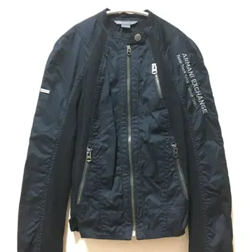 아르마니 익스체인지 자켓 블랙 노카라 라이더 스타일