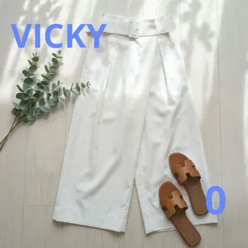 VICKY 벨트 포함 와이드 팬츠 가우초 화이트 0 청순 고급 오피스