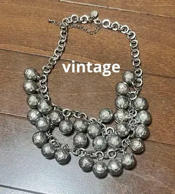 빈티지 실버 2연 볼 비즈 목걸이