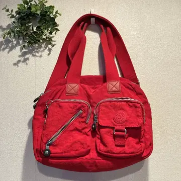 키플링 빨간색 나일론 보스턴 백 숄더 포함