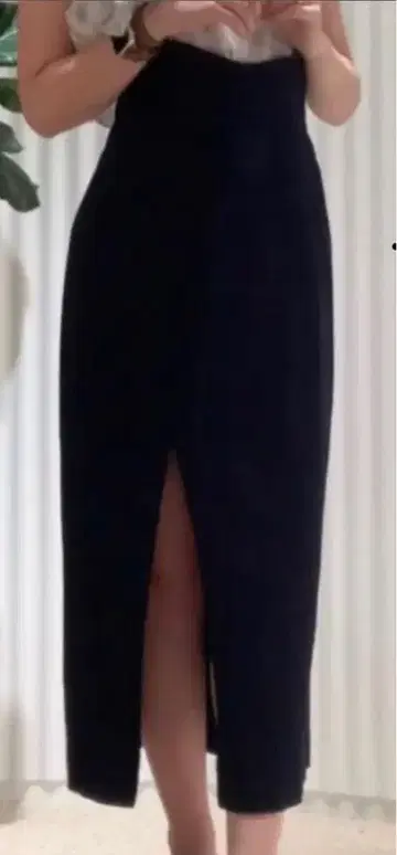 슬릿 타이츠 스커트 네이비 브라운