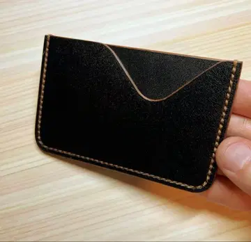 도치기 가죽 차심 블랙 카드 케이스