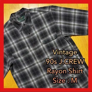 빈티지 90s J.CREW 레이온 옴브레 섀도우 체크 셔츠