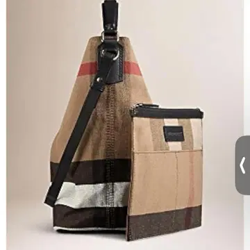 애쉬비 하우스 체크 캔버스 미디엄 버킷 백