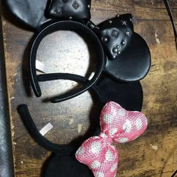 미니 마우스풍 머리띠 블랙과 핑크