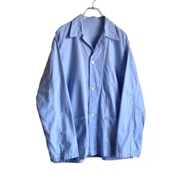 50s60s 프랑스군 슬리핑 셔츠 오픈 카라 파자마