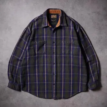 ST. JOHN'S BAY 옴브레 헤비 플란넬 셔츠 모스그린 x 네이비