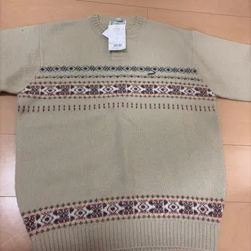 Chronicle 베이지 페어아일 패턴 니트 스웨터 L