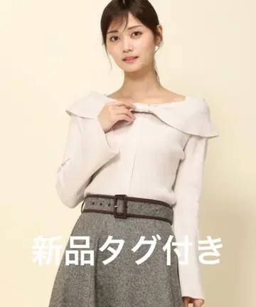 [택 포함 새상품] 미슈마슈 리본 케이프 칼라 니트 핑크 베이지