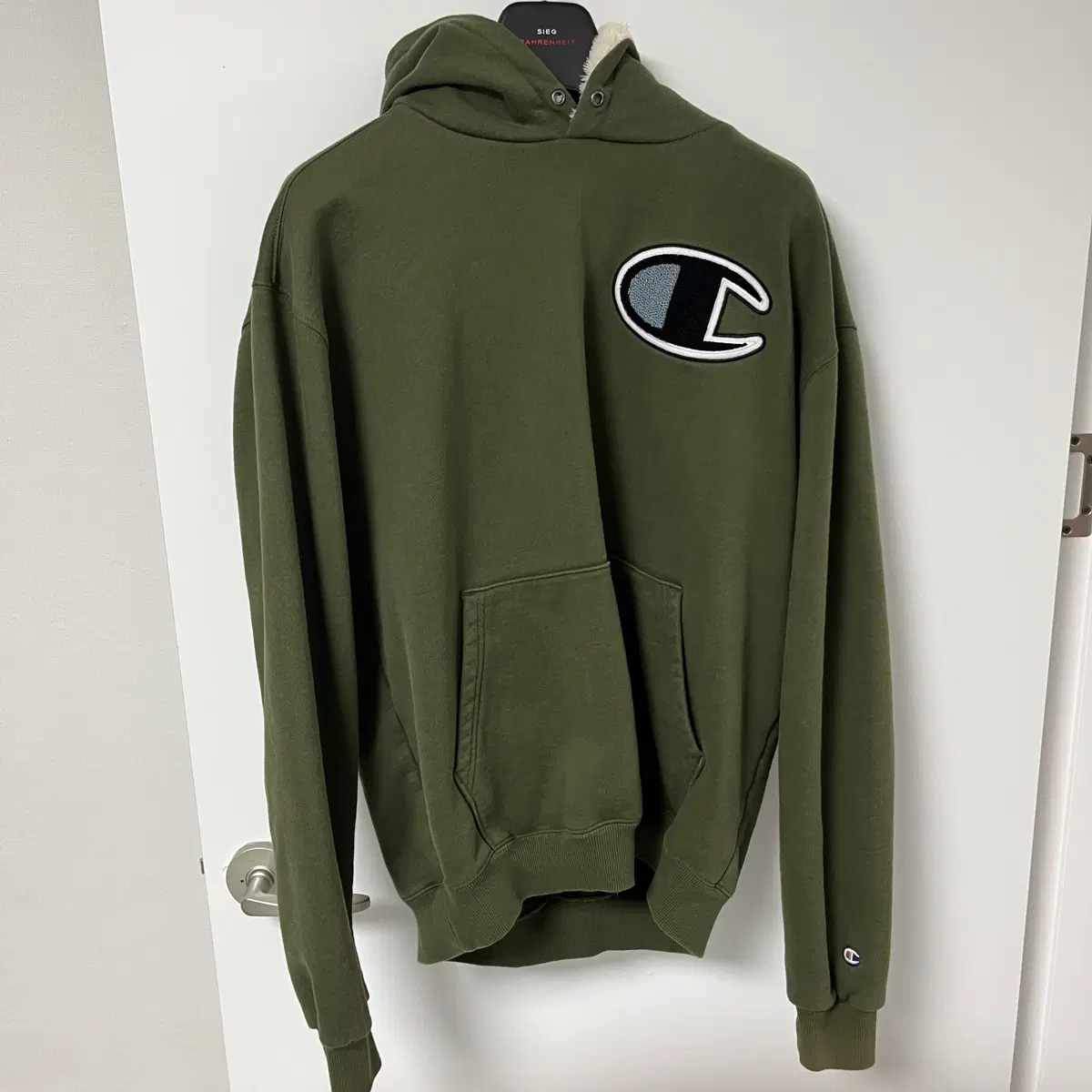 Champion Super Fleece Sherpa Champion Fleece Lined Green Hoodie