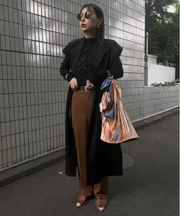 Ameri 헤링본 롱 재킷 베스트