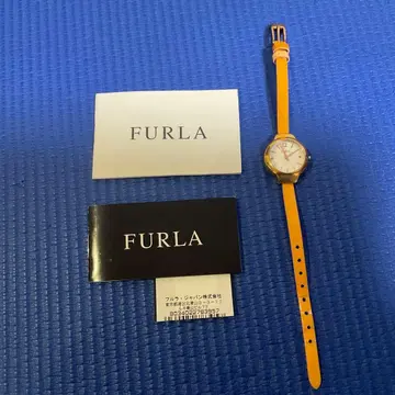 FURLA 오렌지 가죽 스트랩 시계 (배터리 없음)