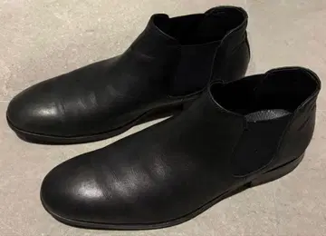 whoop de doo 블랙 가죽 사이드 고어 부츠