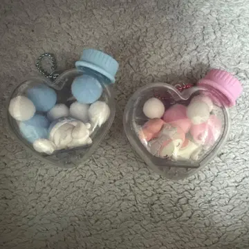 산리오 시나모롤 마이멜로디 하트형 폼폼 키링 2개 세트
