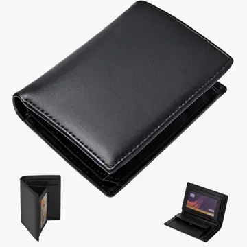 JPILST 남성용 지갑 2단 천연 가죽 남성용 지갑 대용량 접이식 지갑