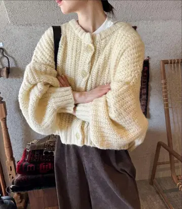 셀렉 모카 니트 가디건 아이보리