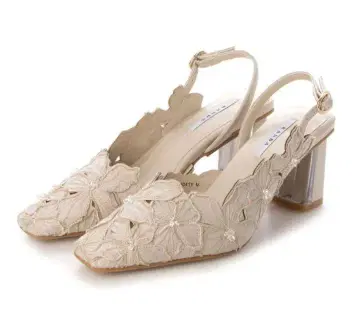 RANDA 란다 아이보리 꽃무늬 슬링백 펌프스 M