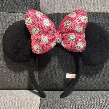 미니 마우스 스팽글 리본 머리띠