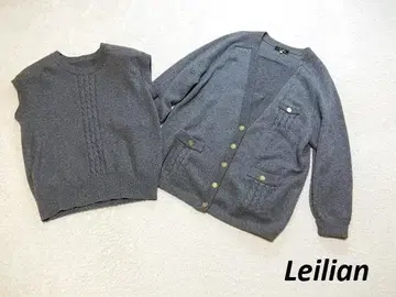 Leilian 레리안 골드 버튼 캐시미어 100% 앙상블 그레이 9