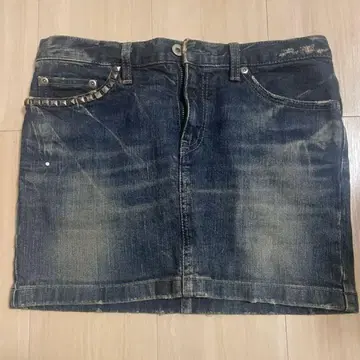 Hysterics 다크 블루 미니 스커트 스터드 장식