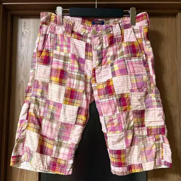 OMNIGOD 멀티 컬러 체크 하프 팬츠 M