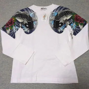 새상품 카라쿠리타마시 긴팔 티셔츠 롱 슬리브 잉어 롱티 일본풍 패턴 M