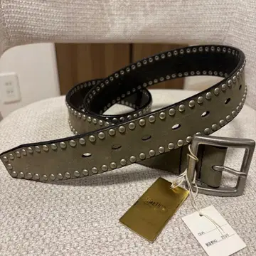 스터드 천연 가죽 벨트 빈티지 택 포함