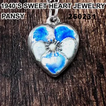 스위트하트 주얼리 팬지 에나멜 실버 빈티지 목걸이